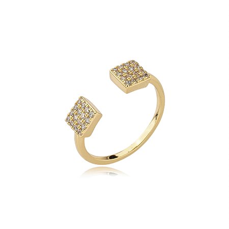 Anel com zirconia cristal banho em ouro 18k