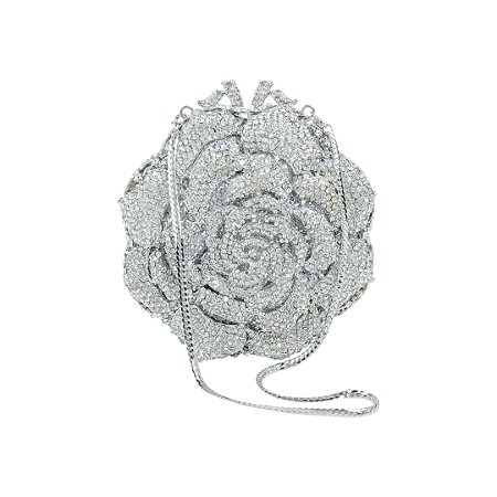 Bolsa cluth luxo em metal cravejada em cristais com alça removível