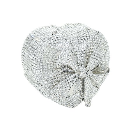 Bolsa cluth luxo em metal cravejada em cristais com alça removível