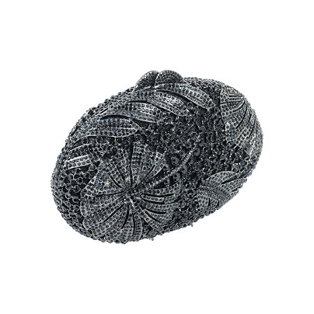 Bolsa cluth luxo em metal cravejada em cristais com alça removível