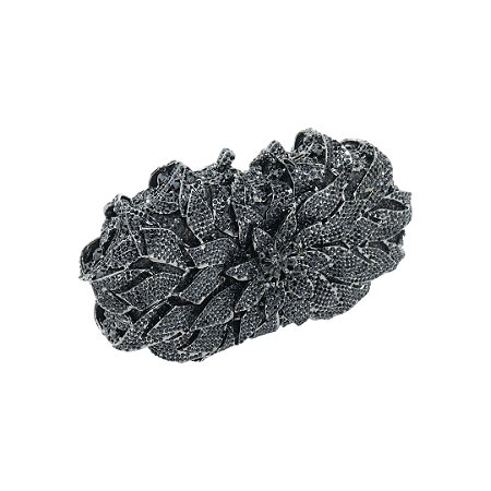 Bolsa cluth luxo em metal cravejada em cristais com alça removível