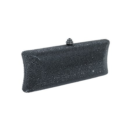 Bolsa cluth luxo em metal cravejada em cristais com alça removível