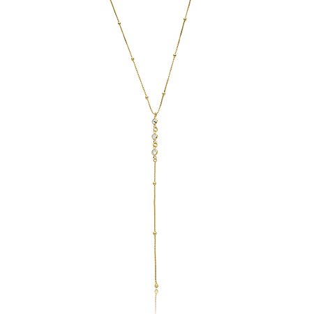 Colar dourado com zirconia cristal banho em ouro 18k