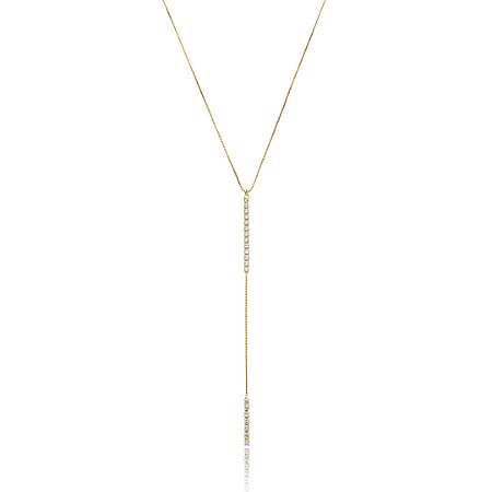 Colar dourado com zirconia cristal banho em ouro 18k