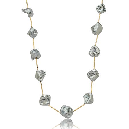 Colar de perola banho em ouro 18k