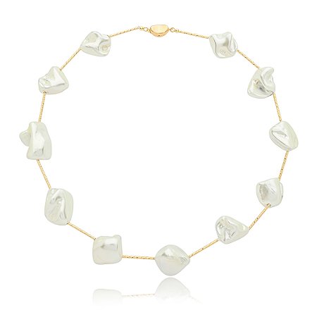 Colar de perola banho em ouro 18k