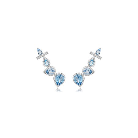 Brinco ear cuff cravejado de zirconia topazio banho em rodio branco