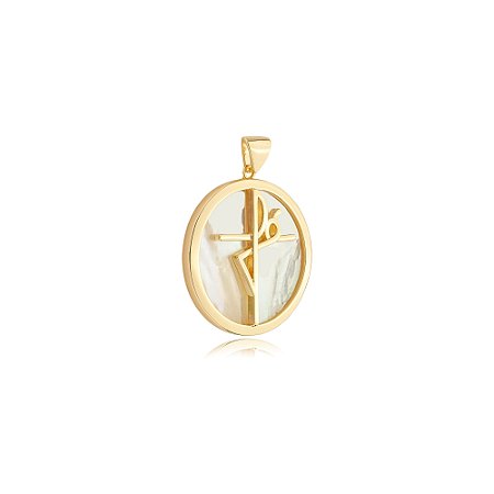 Pingente em madre perola banho em ouro 18k