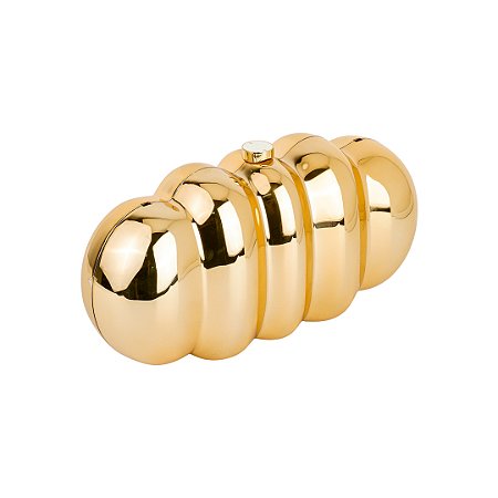 Bolsa cluth dourada em acrilico com alça removivel