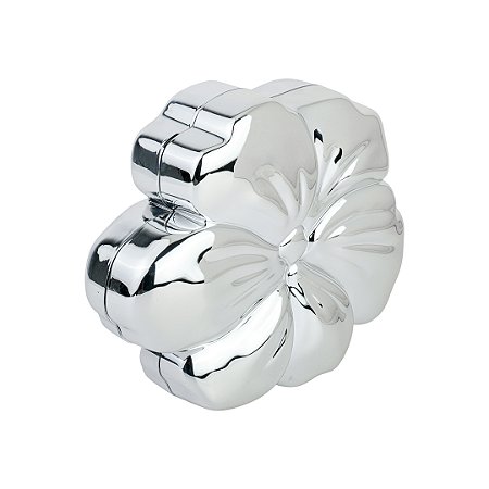 Bolsa cluth de flor prata em acrilico com alça removivel