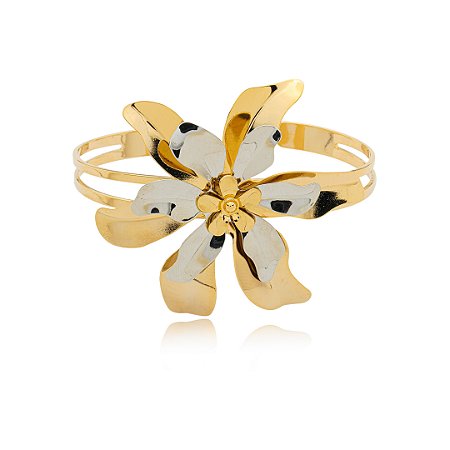Bracelete de flor liso banho duplo