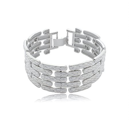 Pulseira lisa banho em rodio branco