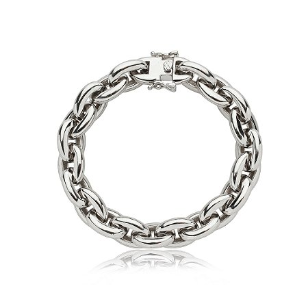 Pulseira lisa banho em rodio branco