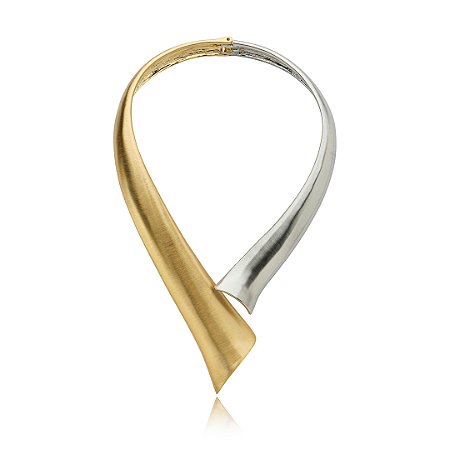 Colar de aro liso escovado com banho duplo