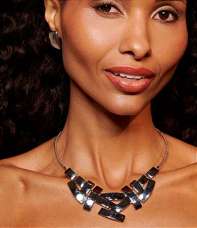 Colar de aro liso banho em rodio branco