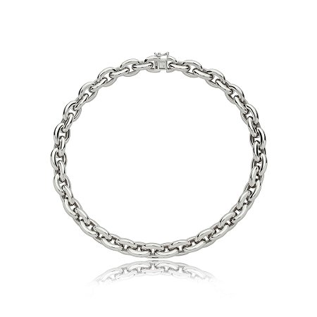 Colar de corrente liso banho em rodio branco