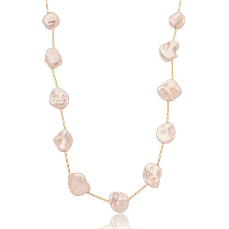 Colar de perola longo banho em ouro 18k