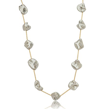 Colar de perola longo banho em ouro 18k