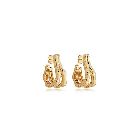 Brinco de argola liso banho em ouro 18k