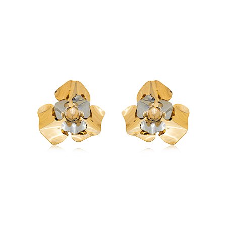 Brinco de flor liso banho duplo