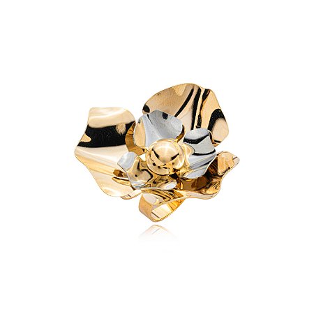 Anel de flor liso regulavel banho duplo