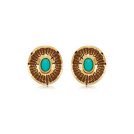 Brinco de palha artesanal esmaltado banho em ouro 18k