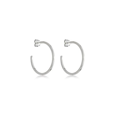 Brinco de argola liso banho em rodio branco