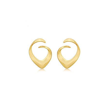 Brinco dourado liso banho em ouro 18k