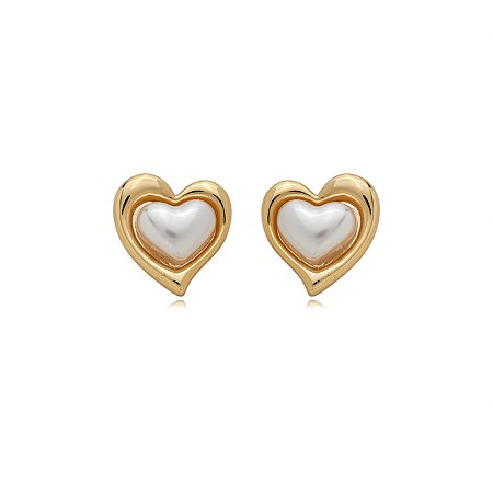 Brinco de perola liso banho em ouro 18k