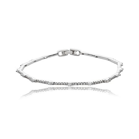 Pulseira cravejada de zirconia cristal banho em rodio branco