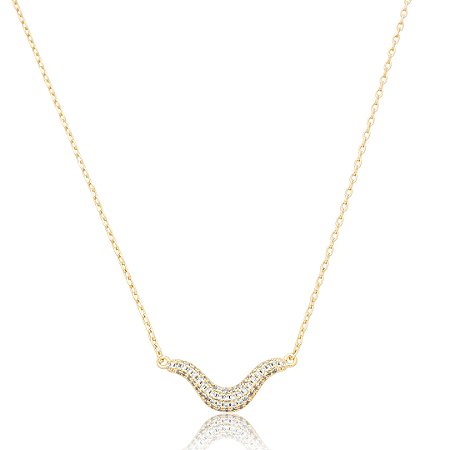 Colar com pingente cravejado de zirconia cristal banho em ouro 18k