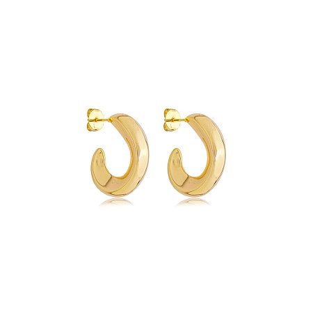 Brinco de argola liso banho em ouro 18k
