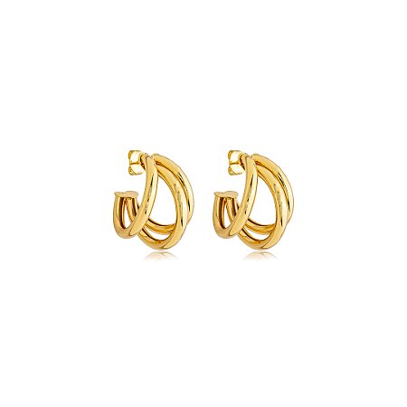 Brinco de argola liso banho em ouro 18k