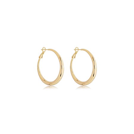 Brinco de argola liso banho em ouro 18k