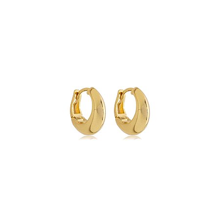 Brinco de argola liso banho em ouro 18k