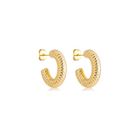 Brinco de argola liso banho em ouro 18k