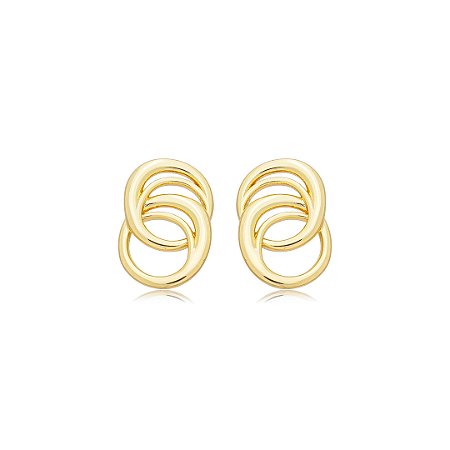 Brinco dourado liso banho em ouro 18K