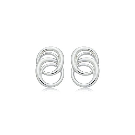 Brinco liso banho em rodio branco