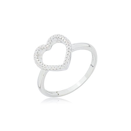 Anel cravejado de zirconia cristal banho em rodio branco