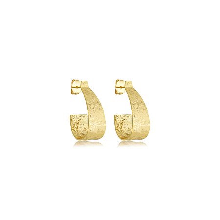 Brinco de argola liso banho em ouro 18k
