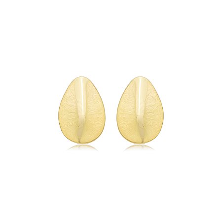 Brinco gota liso banho em ouro 18k