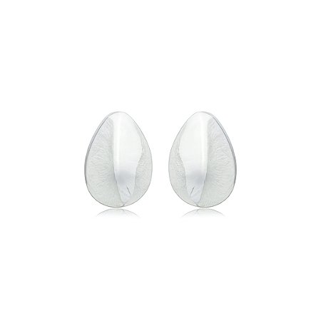 Brinco de gota liso banho em ródio branco