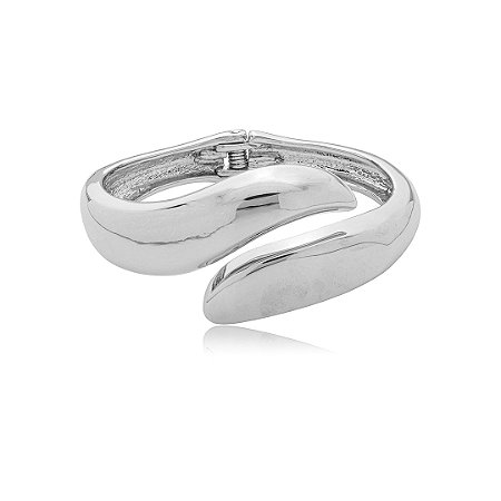 Bracelete liso banho em ródio branco