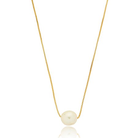 Colar de pérola banho em ouro 18k