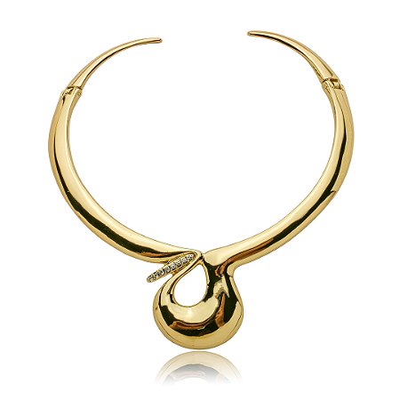 Colar de aro liso banho em ouro 18k