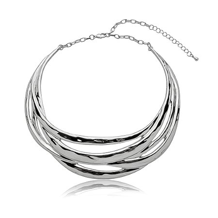 Colar aro liso banho em ródio branco