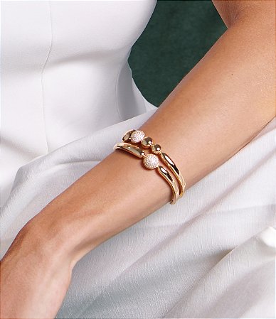 Bracelete cravejado de zircônia cristal banho em ouro 18k