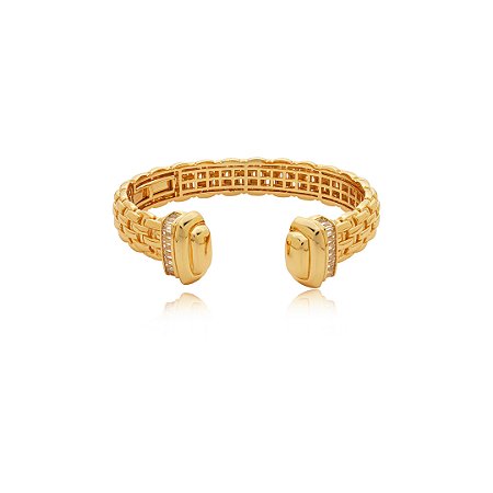Bracelete trançado com zircônia banho em ouro 18k