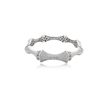 Bracelete cravejado de zircônia cristal banho em ródio branco