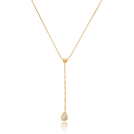 Colar pingente gota cravejado de zircônia cristal banho em ouro 18k